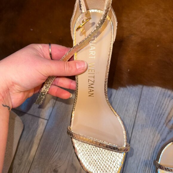 New Stuart Weitzman Metalic Snake (8) NUDISTCURVE 100 SANDAL - Picture 7 of 7